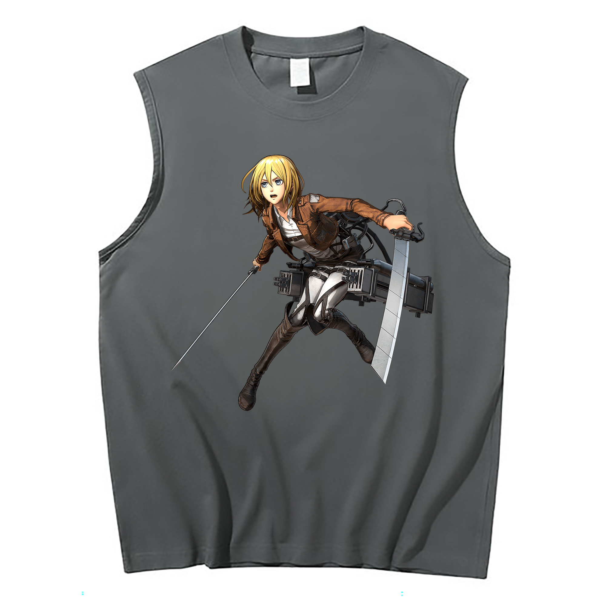 （画像用） 進撃の巨人 クリスタ·レンズ Attack on Titan Christa Lenz コットン100％タンクトップ（フロントプリント）